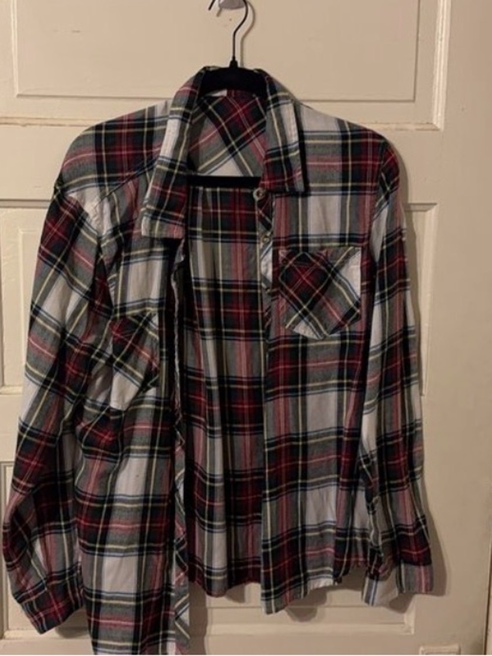 Men's Red and Black Plaid Flannel Shirt